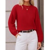 ZESICA Fall Sweaters for Women Long Sleeve Knit Sweater Tops(Red)