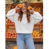 ZESICA Fall Sweaters for Women Long Sleeve Knit Sweater Tops(White)