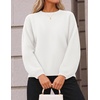 ZESICA Fall Sweaters for Women Long Sleeve Knit Sweater Tops(White)