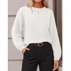 ZESICA Fall Sweaters for Women Long Sleeve Knit Sweater Tops(White)