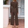 ZESICA Women’s Fall 2 Piece Dressy Pant Sets Work Office Outfits(Brown)
