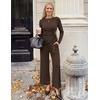 ZESICA Women’s Fall 2 Piece Dressy Pant Sets Work Office Outfits(Brown)