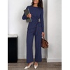 ZESICA Women’s Fall 2 Piece Dressy Pant Sets Work Office Outfits(Navy)