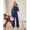 ZESICA Women’s Fall 2 Piece Dressy Pant Sets Work Office Outfits(Navy)