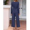 ZESICA Women’s Fall 2 Piece Dressy Pant Sets Work Office Outfits(Navy)