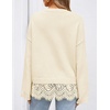 ZESICA Women’s Fall Winter Sweaters 2026 Lace Trim Pullover Tops(Apricot)