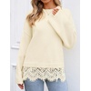 ZESICA Women’s Fall Winter Sweaters 2026 Lace Trim Pullover Tops(Apricot)