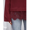 ZESICA Women’s Fall Winter Sweaters 2026 Lace Trim Pullover Tops(Burgundy)