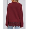 ZESICA Women’s Fall Winter Sweaters 2026 Lace Trim Pullover Tops(Burgundy)