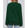 ZESICA Women’s Fall Winter Sweaters 2026 Lace Trim Pullover Tops(Dark Green)