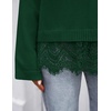ZESICA Women’s Fall Winter Sweaters 2026 Lace Trim Pullover Tops(Dark Green)