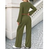 ZESICA Women’s Two Piece Outfits 2026 Fall Matching Lounge Sets with Pocket(Army Green)