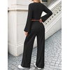 ZESICA Women’s Two Piece Outfits 2026 Fall Matching Lounge Sets with Pocket(Black)