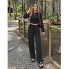 ZESICA Women’s Two Piece Outfits 2026 Fall Matching Lounge Sets with Pocket(Black)