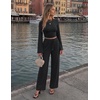 ZESICA Women’s Two Piece Outfits 2026 Fall Matching Lounge Sets with Pocket(Black)