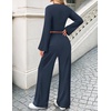 ZESICA Women’s Two Piece Outfits 2026 Fall Matching Lounge Sets with Pocket(Navy)