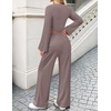 ZESICA Women’s Two Piece Outfits 2026 Fall Matching Lounge Sets with Pocket(Rose Taupe)