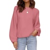 ZESICA Fall Sweaters for Women Long Sleeve Knit Sweater Tops(Pink)