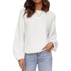 ZESICA Fall Sweaters for Women Long Sleeve Knit Sweater Tops(White)