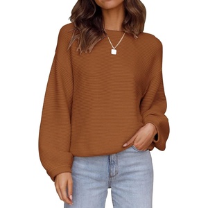 ZESICA Fall Sweaters for Women Long Sleeve Knit Sweater Tops(Brown)