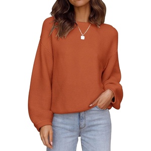 ZESICA Fall Sweaters for Women Long Sleeve Knit Sweater Tops(Orange)