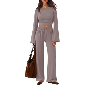 ZESICA Women’s Two Piece Outfits 2026 Fall Matching Lounge Sets with Pocket(Rose Taupe)