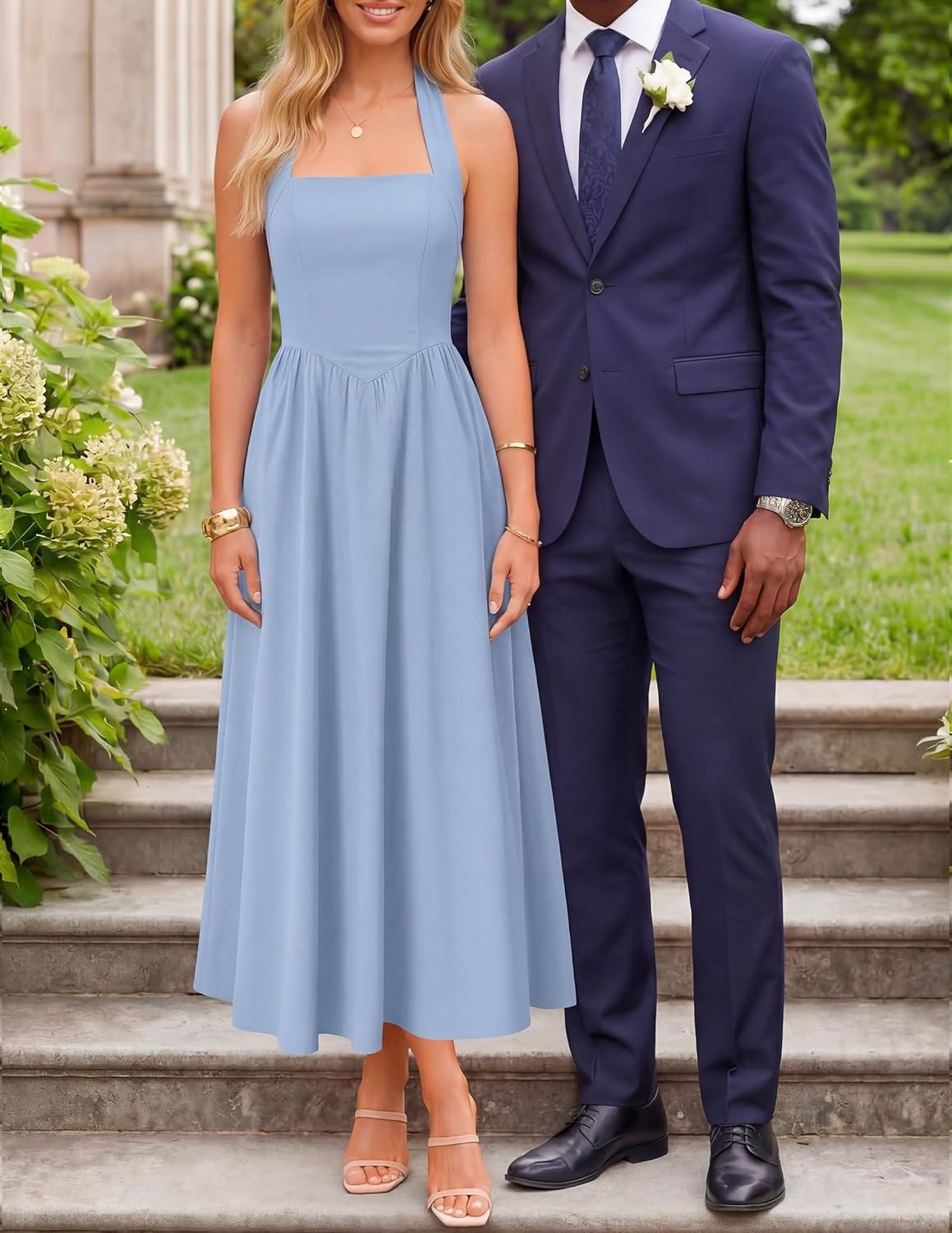 image:imageZESICA Womens Summer Sleeveless Halter Wedding Guest Maxi DressBlue
