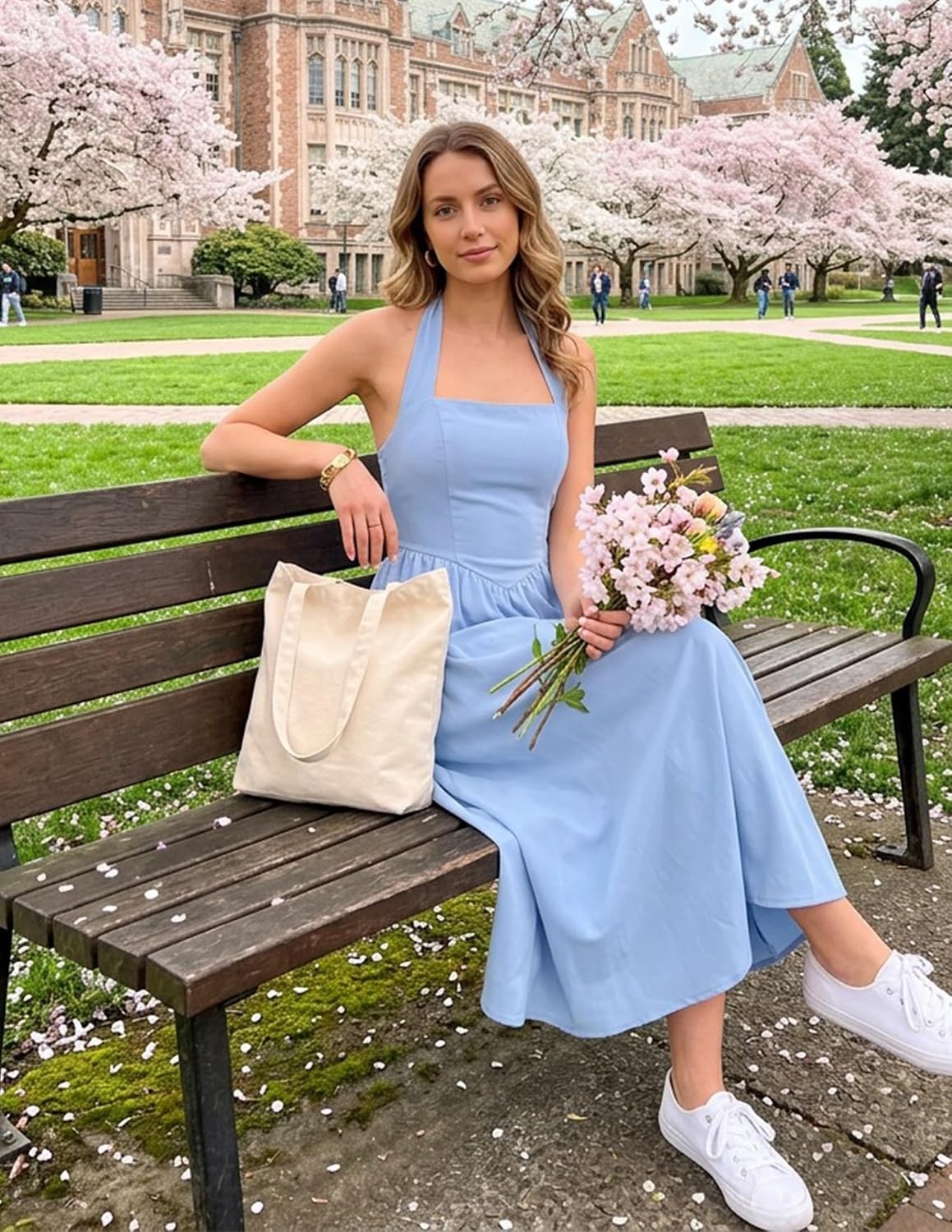 image:imageZESICA Womens Summer Sleeveless Halter Wedding Guest Maxi DressBlue