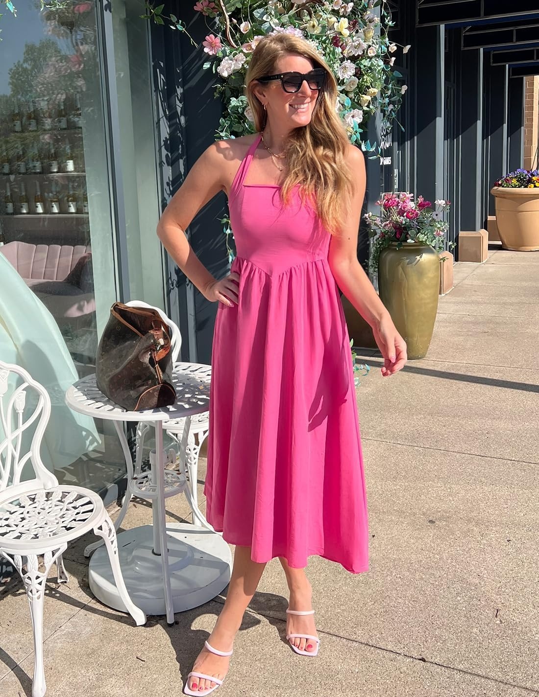 image:imageZESICA Womens Summer Sleeveless Halter Wedding Guest Maxi DressHotpink