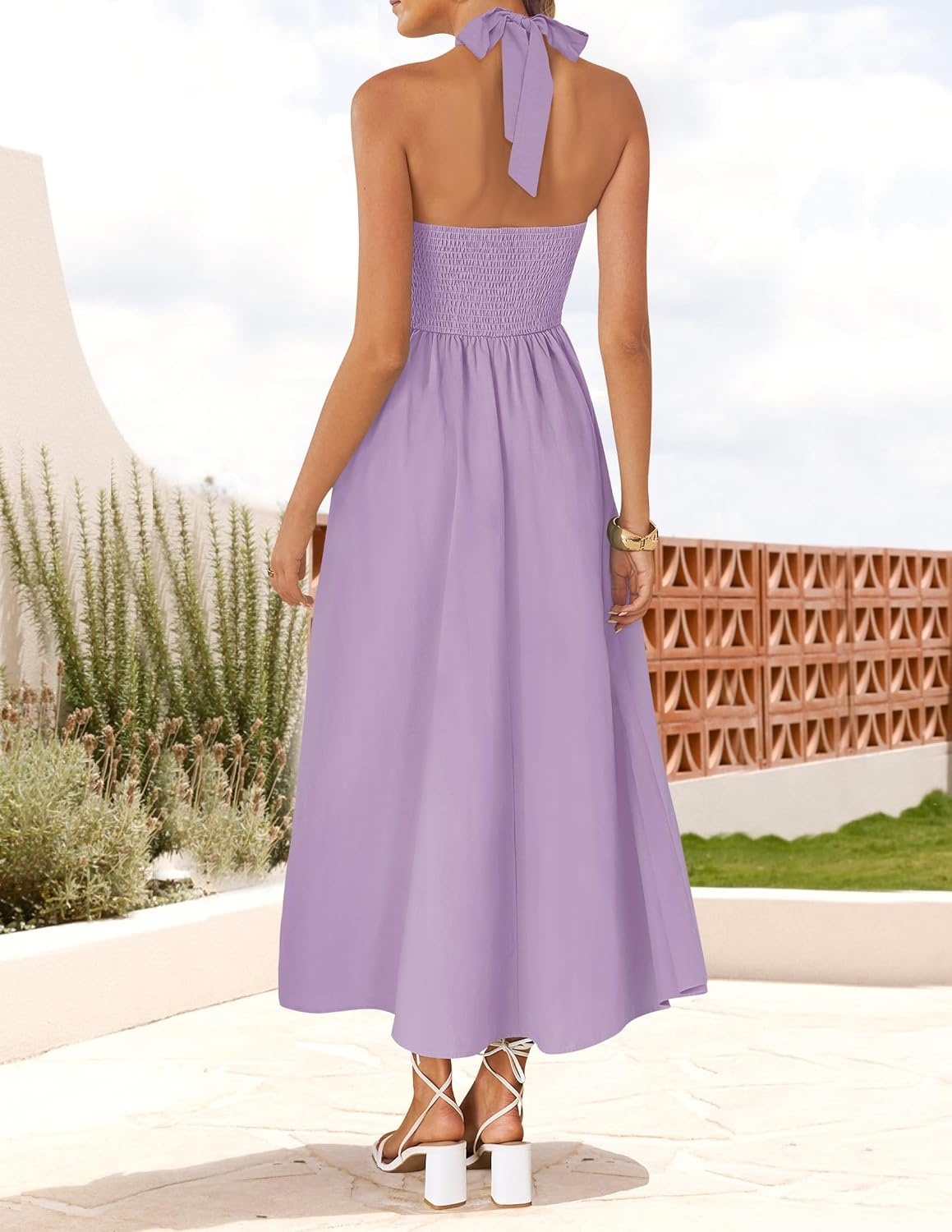 image:imageZESICA Womens Summer Sleeveless Halter Wedding Guest Maxi DressLightpurple