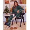 ZESICA Womens 2 Piece Striped Sets Fall Lounge Matching Outfit(Green)