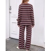 ZESICA Womens 2 Piece Striped Sets Fall Lounge Matching Outfit(Redwine)