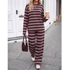 ZESICA Womens 2 Piece Striped Sets Fall Lounge Matching Outfit(Redwine)