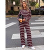 ZESICA Womens 2 Piece Striped Sets Fall Lounge Matching Outfit(Redwine)