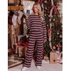 ZESICA Womens 2 Piece Striped Sets Fall Lounge Matching Outfit(Redwine)