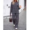 ZESICA Womens 2 Piece Striped Sets Fall Lounge Matching Outfit(Sapphireblue)
