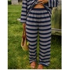 ZESICA Womens 2 Piece Striped Sets Fall Lounge Matching Outfit(Sapphireblue)