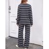 ZESICA Womens 2 Piece Striped Sets Fall Lounge Matching Outfit(Sapphireblue)