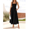 ZESICA Women’s Summer Sleeveless Halter Wedding Guest Maxi Dress(Black)