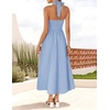 ZESICA Women’s Summer Sleeveless Halter Wedding Guest Maxi Dress(Blue)