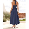 ZESICA Women’s Summer Sleeveless Halter Wedding Guest Maxi Dress(Navy)