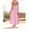 ZESICA Women’s Summer Sleeveless Halter Wedding Guest Maxi Dress(Pink)