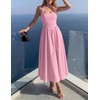 ZESICA Women’s Summer Sleeveless Halter Wedding Guest Maxi Dress(Pink)