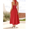 ZESICA Women’s Summer Sleeveless Halter Wedding Guest Maxi Dress(Red)