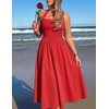 ZESICA Women’s Summer Sleeveless Halter Wedding Guest Maxi Dress(Red)