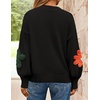 ZESICA Womens Fall Winter Floral Sweaters Cute Knit Pullover Tops(Black)