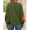 ZESICA Womens Fall Winter Floral Sweaters Cute Knit Pullover Tops(Green)
