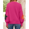 ZESICA Womens Fall Winter Floral Sweaters Cute Knit Pullover Tops(Rose)
