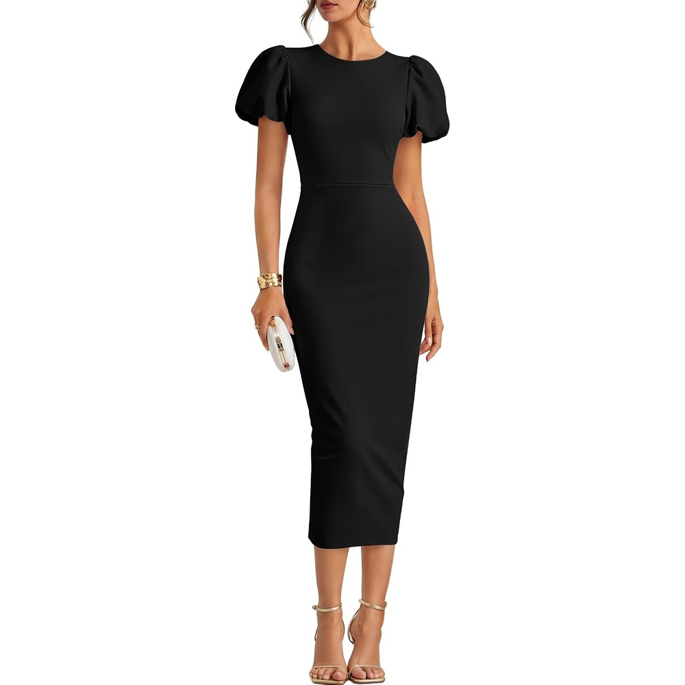 image:imageZESICA Womens Summer Short Sleeve Bodycon Cocktail Formal DressBlack