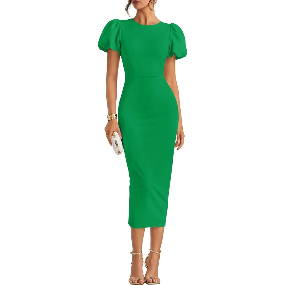 image:imageZESICA Womens Summer Short Sleeve Bodycon Cocktail Formal DressGreen